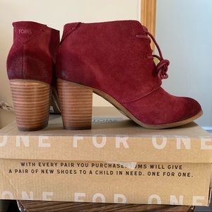Oxblood Burnished Suede Lunata Lace-Up Booties